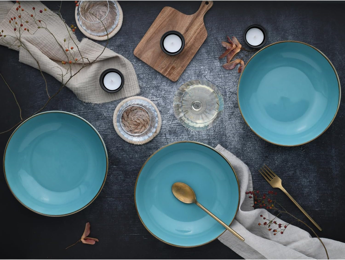 Creatable, 21683, Serie Nature Collection Water, 4-delige set voor 4 personen, Poke Bowl uit Steinzeug, spülmaschinen- en microwellengeeignet, Qualitätsproductie