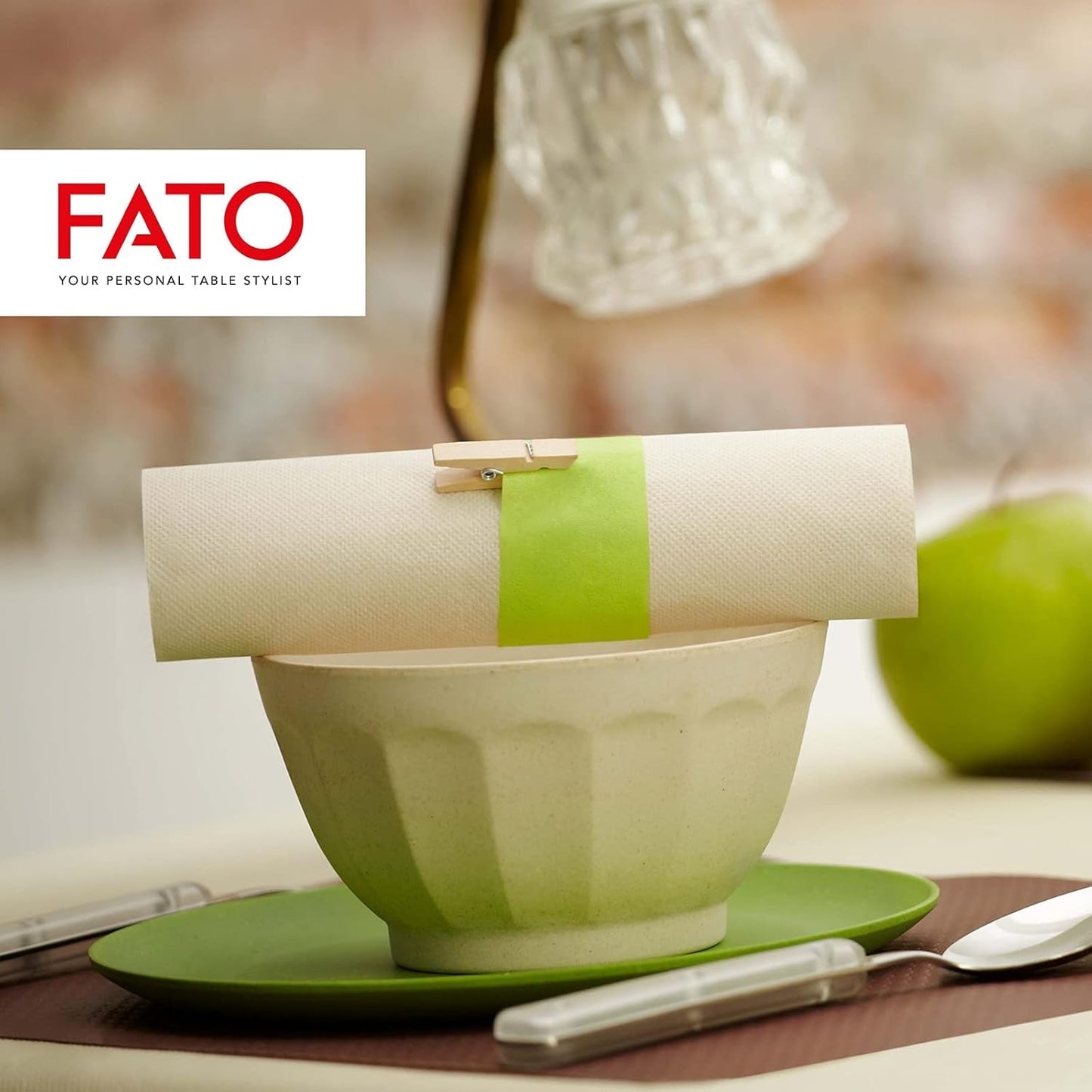 Fato - Natuurlijke 4-voudige wegwerp papieren servetten, milieuvriendelijk, 40 stuks, maat 38X38, 2-laags, 100% gerecycled papier