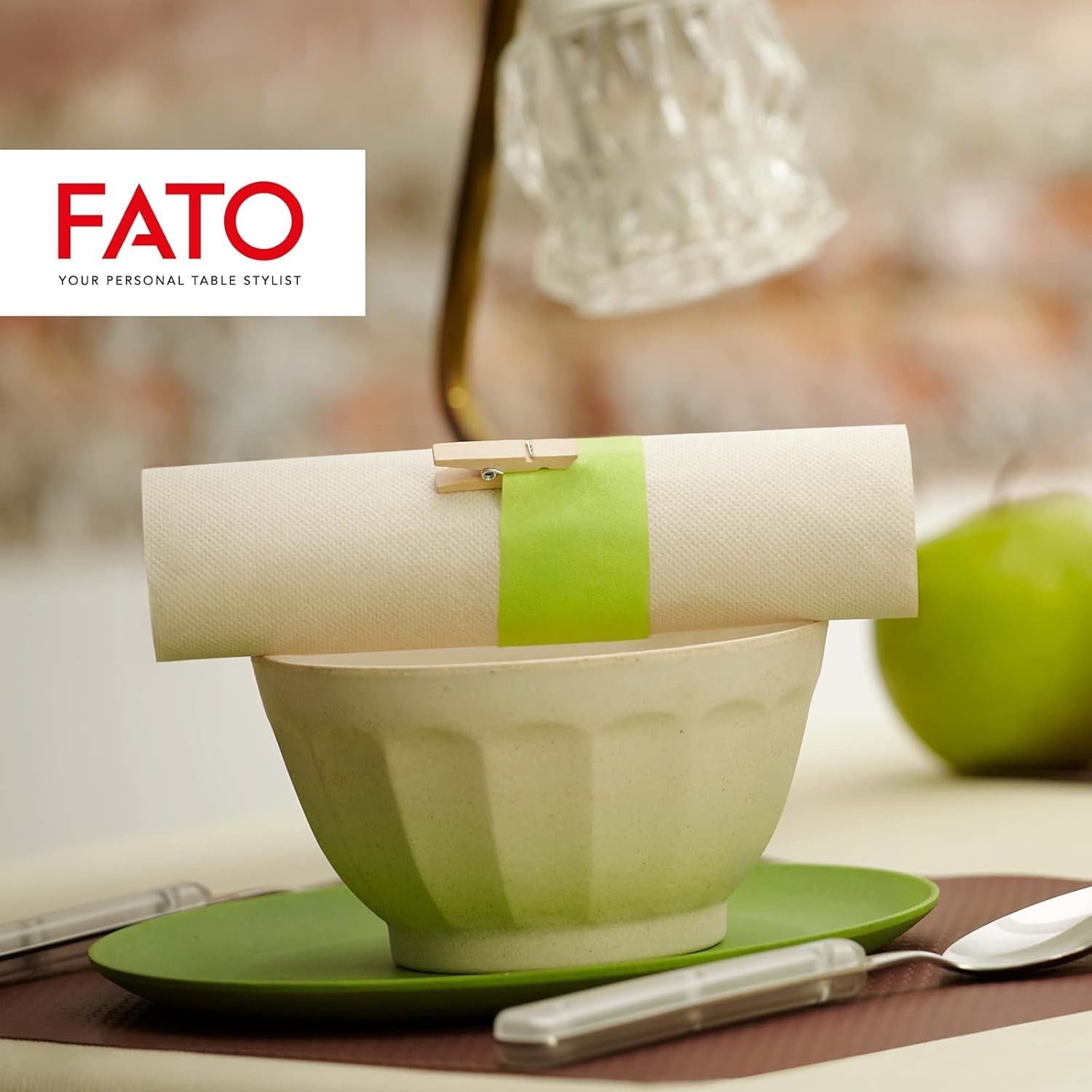 Fato - Natuurlijke 4-voudige wegwerp papieren servetten, milieuvriendelijk, 40 stuks, maat 38X38, 2-laags, 100% gerecycled papier