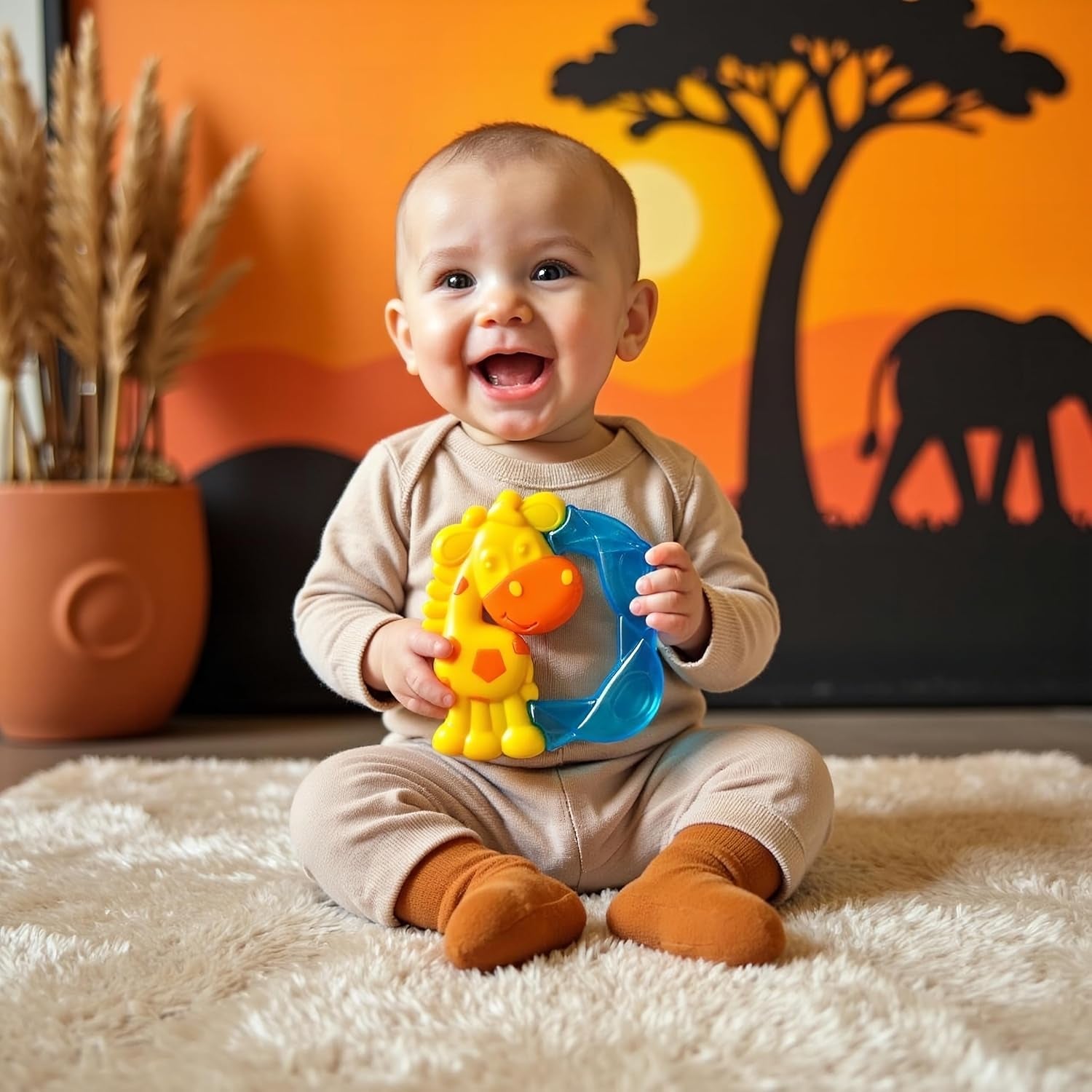 Playgro Jerry Giraffe Bijtring - Baby Bijtring - Siliconen Baby Bijtring - Siliconen Bijtring - Tandjes Hulp - Siliconen - Baby Bijtring - Kleurrijk