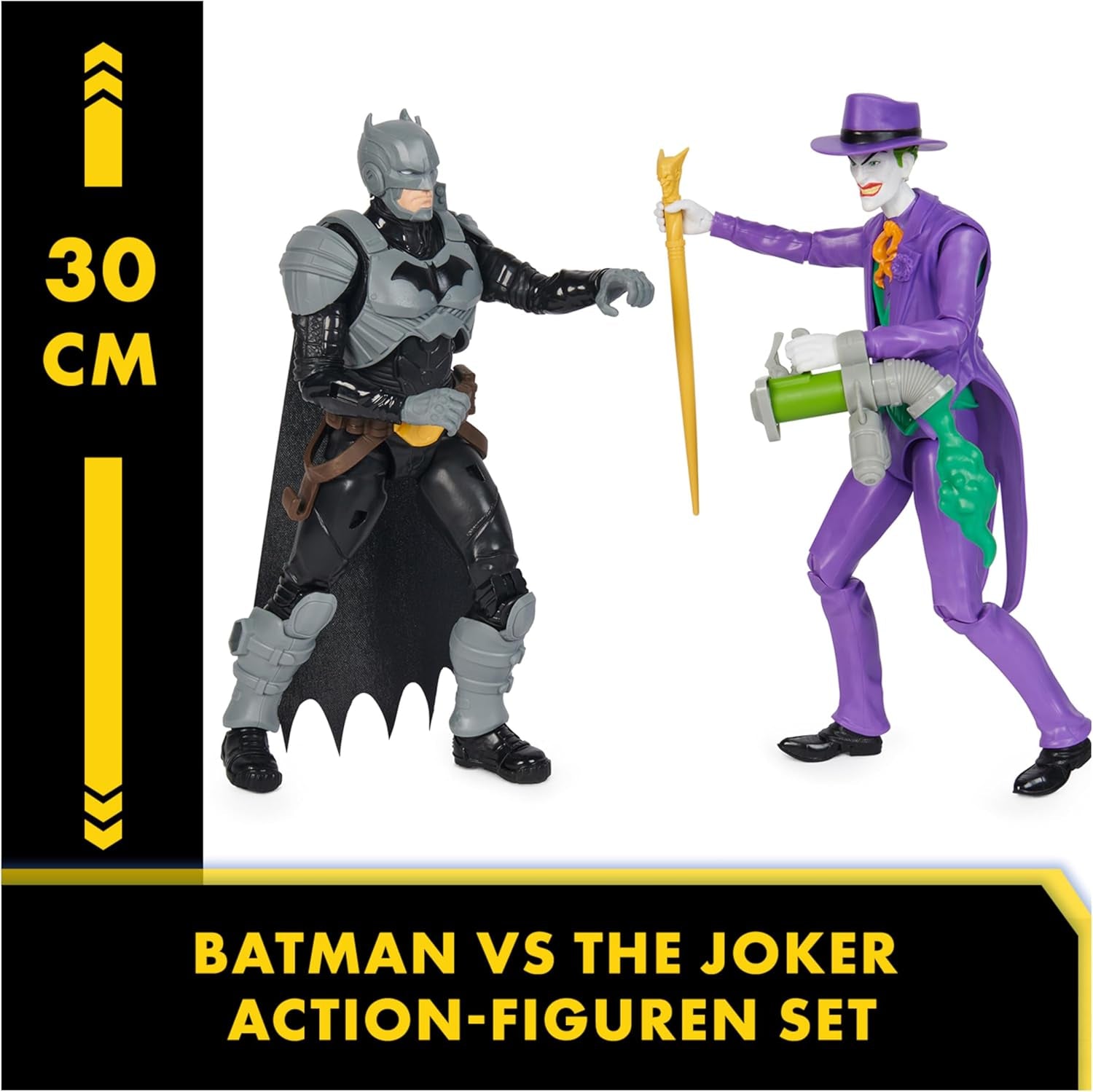 DC Batman Adventures Batman Vs the Joker actiefigurenset, 30 cm - 2 volledig beweegbare figuren met 12 versnellingen voor spannend rollenspel, speelgoed voor 4+ kinderen Actiefiguren Naty Shop