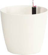 Dehner Mila bloempot met zelfwatergeefsysteem, Ø 30 cm, hoogte 26 cm, kunststof, wit