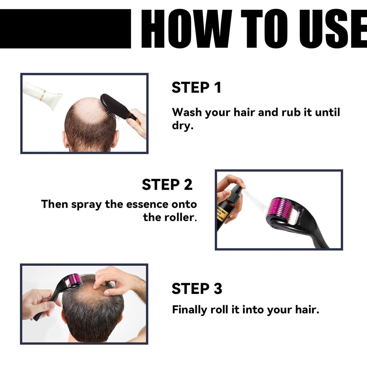 Geavanceerde haargroeibehandelingskit 30 ml 2 STUKS Haargroeispray Haargroeiroller en essentieset Haargroeiserum Anti-haaruitval Geavanceerd haargroeiserum Haarverzorging Naty Shop
