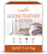 Snuggledown Freshwash Allergie Trooster, 13,5 Tog Winter Warm, Katoen, Wit, Eenpersoonsbed Dekbedden en dekbedden Naty Shop Tweepersoonsbed 4,5 Tog
