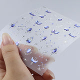 JMEOWIO 3D Nagelsticker Blauer Nail Art Sticker Selbstklebend Nagelaufkleber 5D Stereoskopisch Mondstern Decoratie Nageldesign Zubehör 1 Blatt