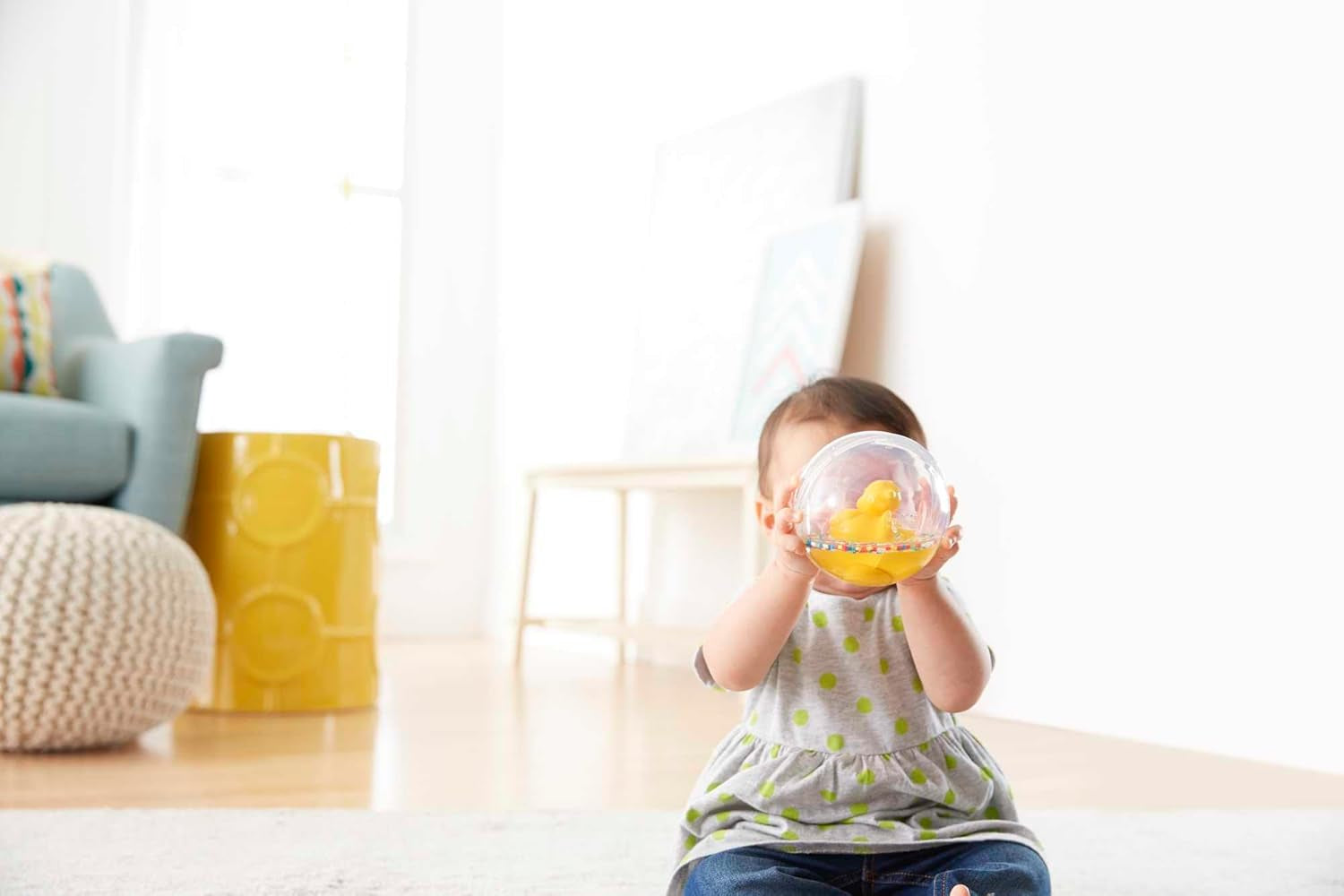 Fisher-Price WaterMates Ducky Ball, grappige eend in confettibal, babyspeelgoed, speelbal, badspeelgoed, vanaf 3 maanden, 75676 Babyspeelgoed Naty Shop