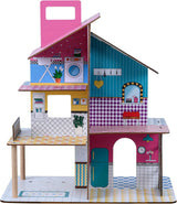 Olivia's Little World 360 houten poppenhuis voor kinderen, 3,5" poppen en 12 accessoires, veelkleurig TD-13260C