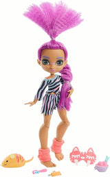 Cave Club GTH02 - Roaralai Pyjama Party Fun Doll, gelede pop met paars haar en accessoires, cadeau voor kinderen vanaf 4 jaar, veelkleurig