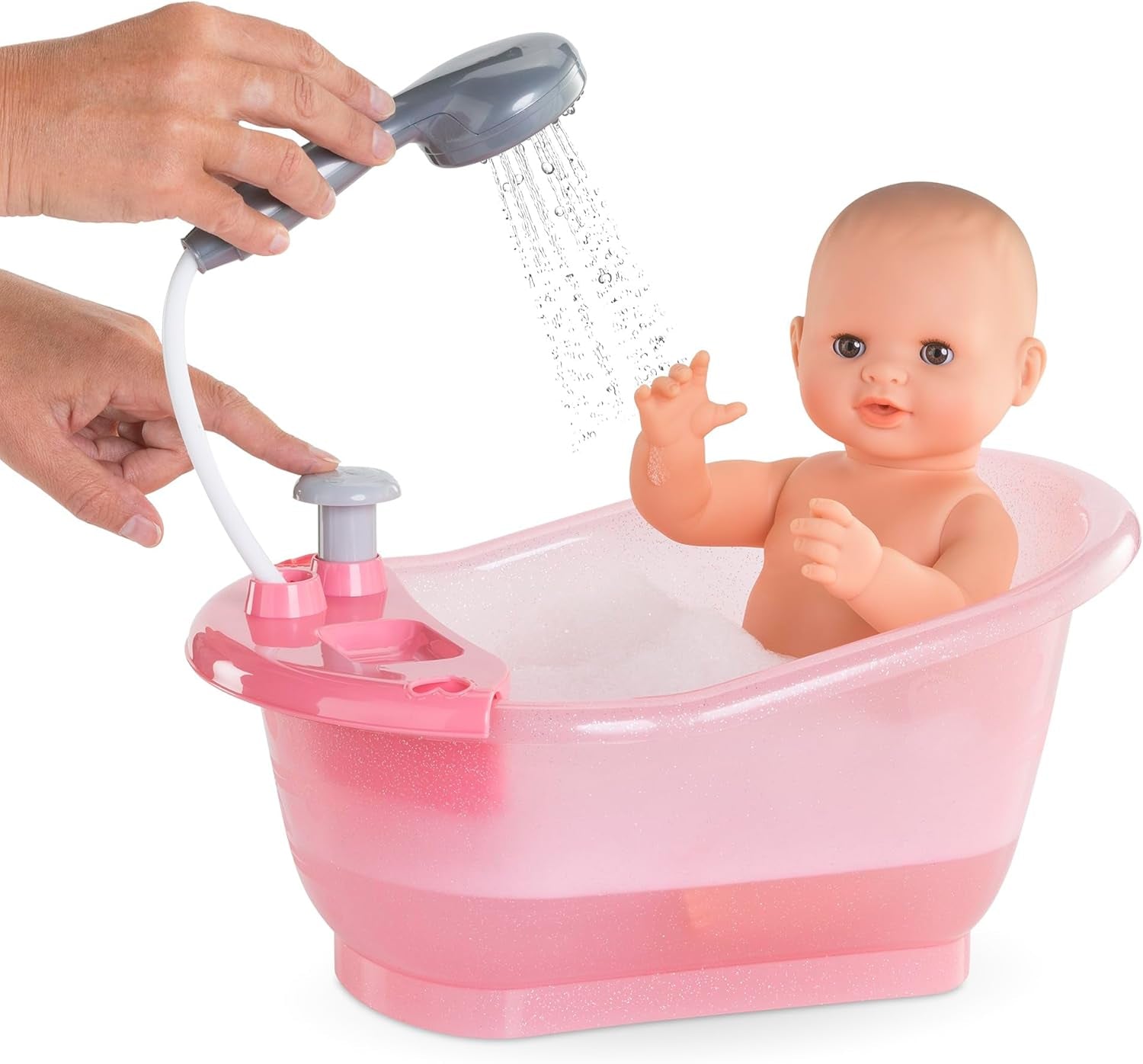 Corolle 9000141660 - Mon Grand Poupon badkuip met pompfunctie en rubberen eendje voor alle poppen van 30-36 cm, 32,5 cm, vanaf 3 jaar