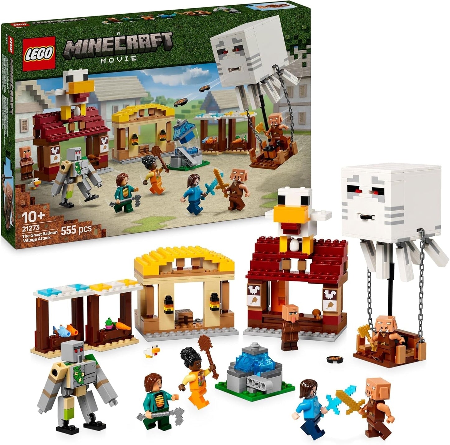 LEGO Minecraft Ghast Ballonaanval - Gamerspeelgoed voor kinderen - Videogamebouwset Huis, Kip en Golem - Filmartikelen voor jongens vanaf 10 jaar - 21273 Bouwsets Bekijk de standaardtitel van de LEGO Store