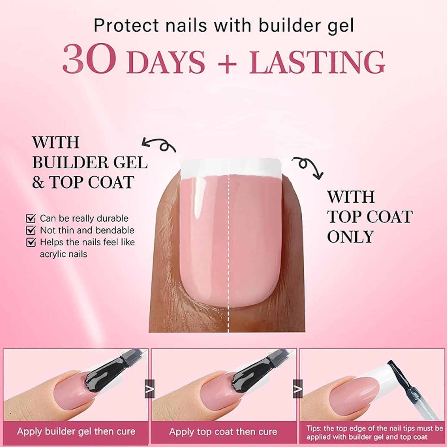 240 Set korte Franse valse nagels, vierkante kunstnagels, lijm op nagels, acryl nageltips, valse nagels voor vrouwen, DIY Nail Art