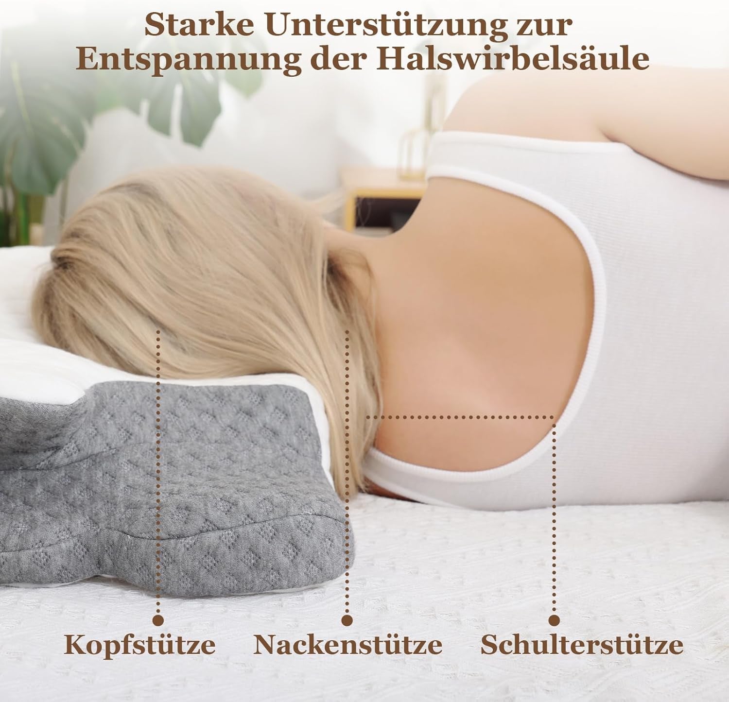 Wellsync Nekkussen Ergonomisch Kussen Memory Foam Kussen Orthopedisch Kussen Voor Zijslapers Rugslapers Buikslapers Nekpijn Wit Grijs Cervicale Orthopedische Kussens Naty Shop