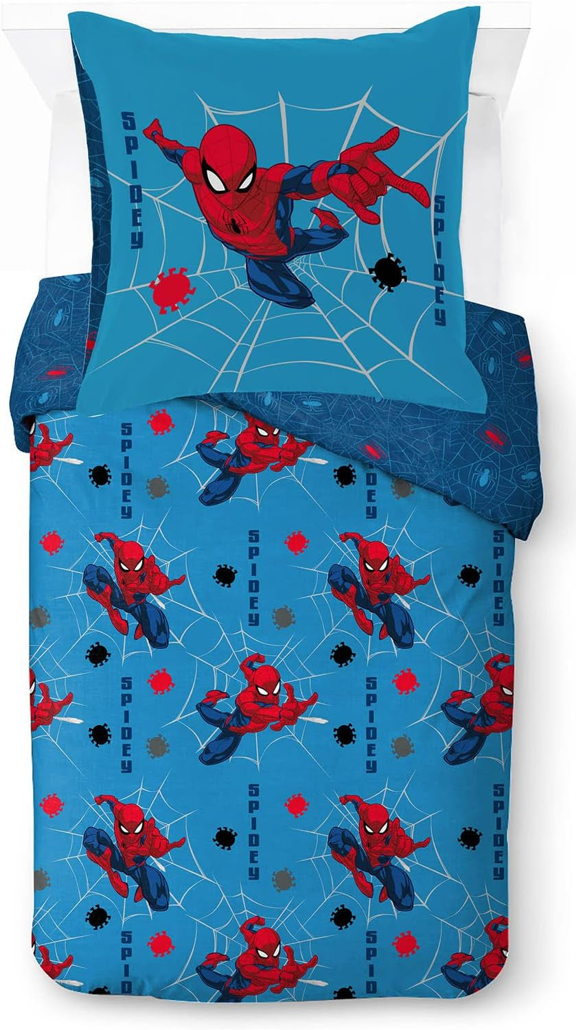 Beddengoed voor kinderen, Disney figuren, 100% katoen Beddengoed - kinderen Naty Shop Blauw - Spiderman 135X200/80X80 (2-delig)