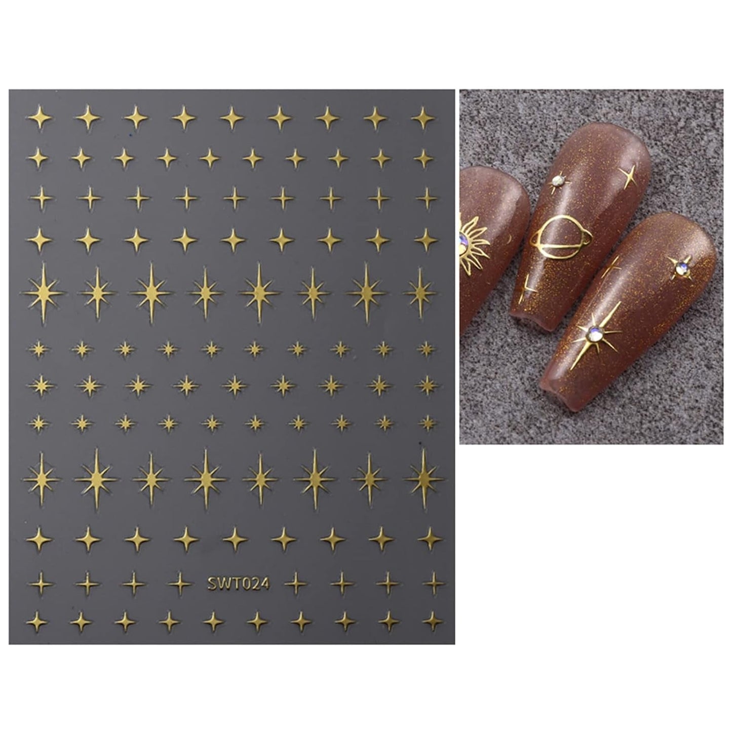 JMEOWIO Nagelsticker Mond Stern 9 Blatt Nail Art Sticker Selbstklebend Nagelaufkleber Bunter Decoratie Nageldesign Zubehör