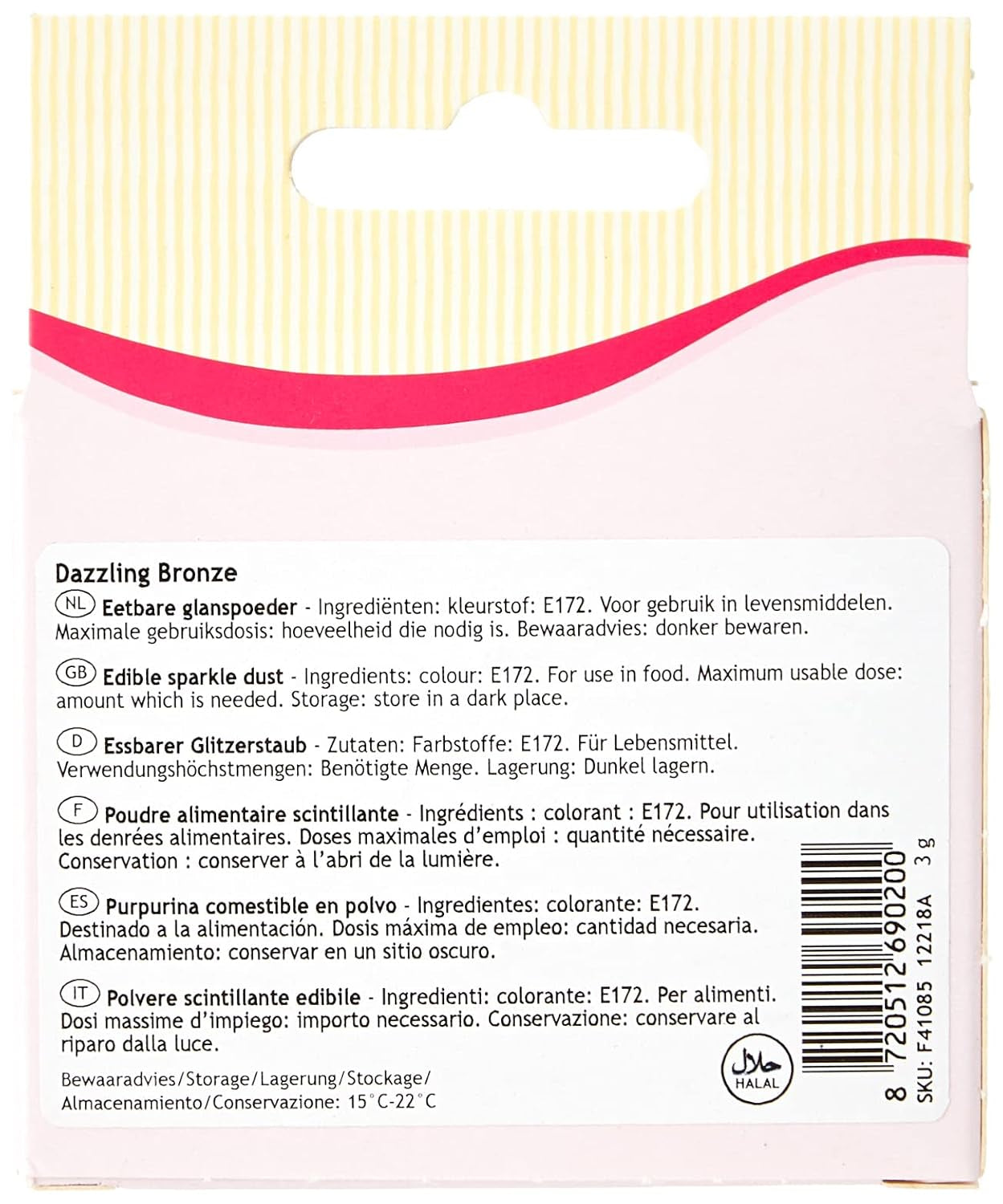 Funcakes Sparkle Dust Dazzling Bronze: Sprankelende kleurstofpoeder voor het decoreren van taarten, Halal gecertificeerd