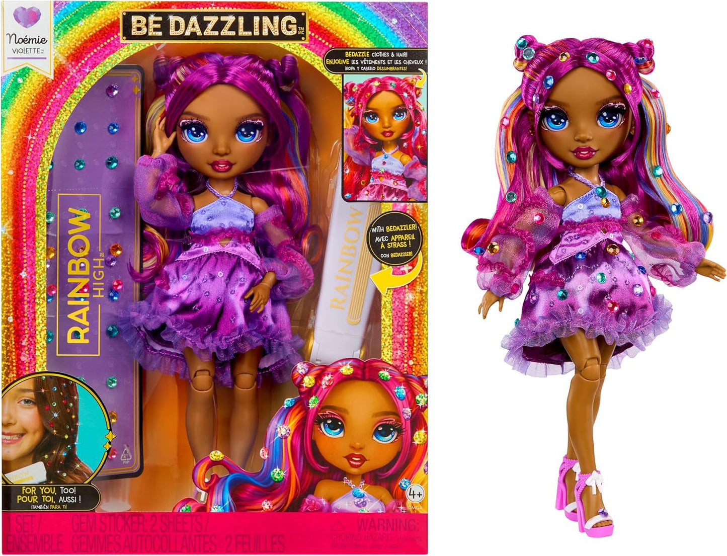 Rainbow High Be Dazzling - Noemie Violette - Lila 28 cm modepop met decoratietool, fonkelende edelstenen en stylingaccessoires