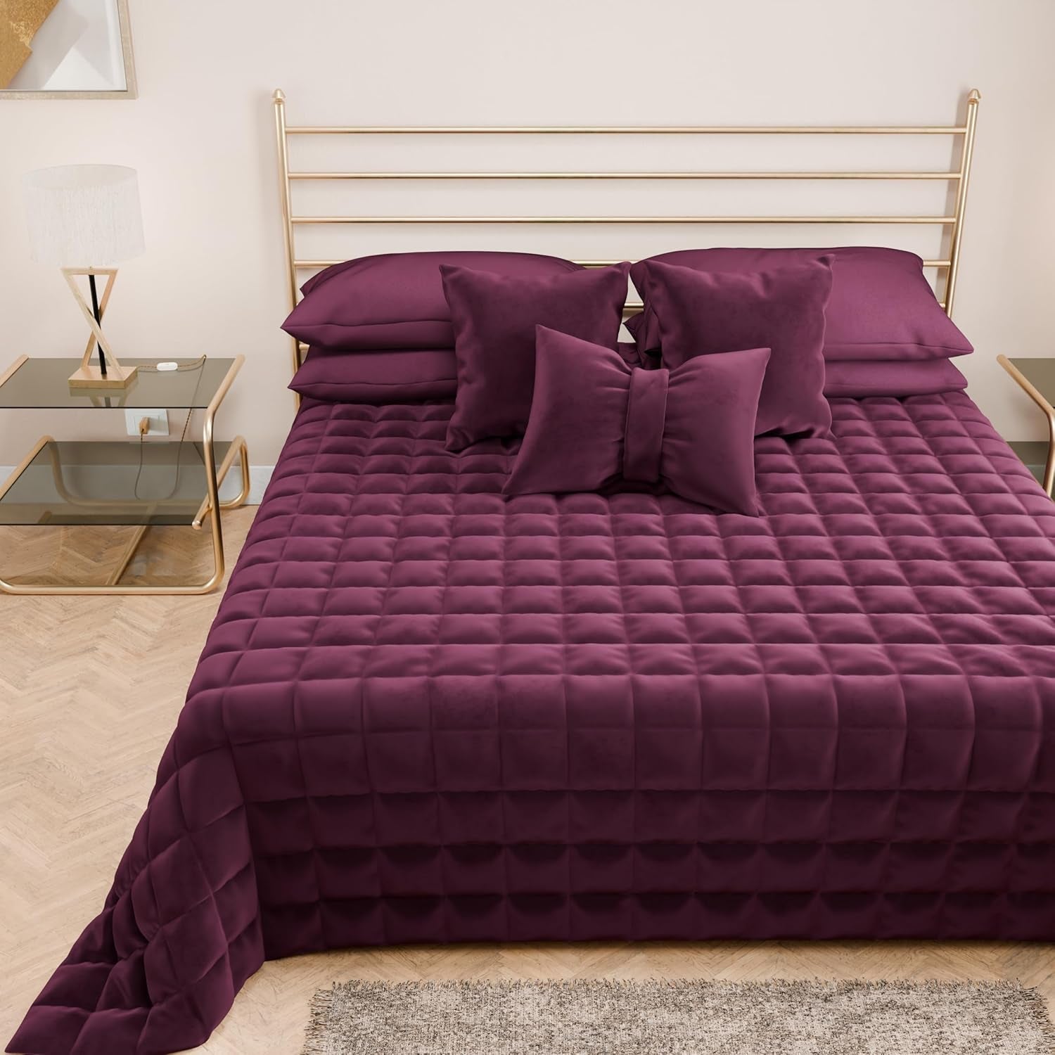 PETTI Artigiani Italiani - Eenpersoonsbedovertrek, dubbelzijdige sprei, verensprei, nachtblauw, wit, 100% Made in Italy