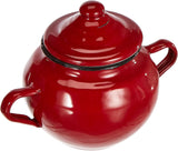 Roja pot met deksel, 0,5 l, rood geëmailleerd staal, 10 x 10 x 20 cm, 2 stuks