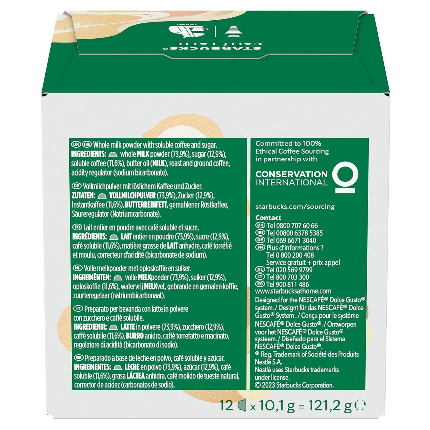 STARBUCKS Caffè Latte van Nescafé Dolce Gusto Kaffeekapseln 6 x 12 (72 Kapseln)