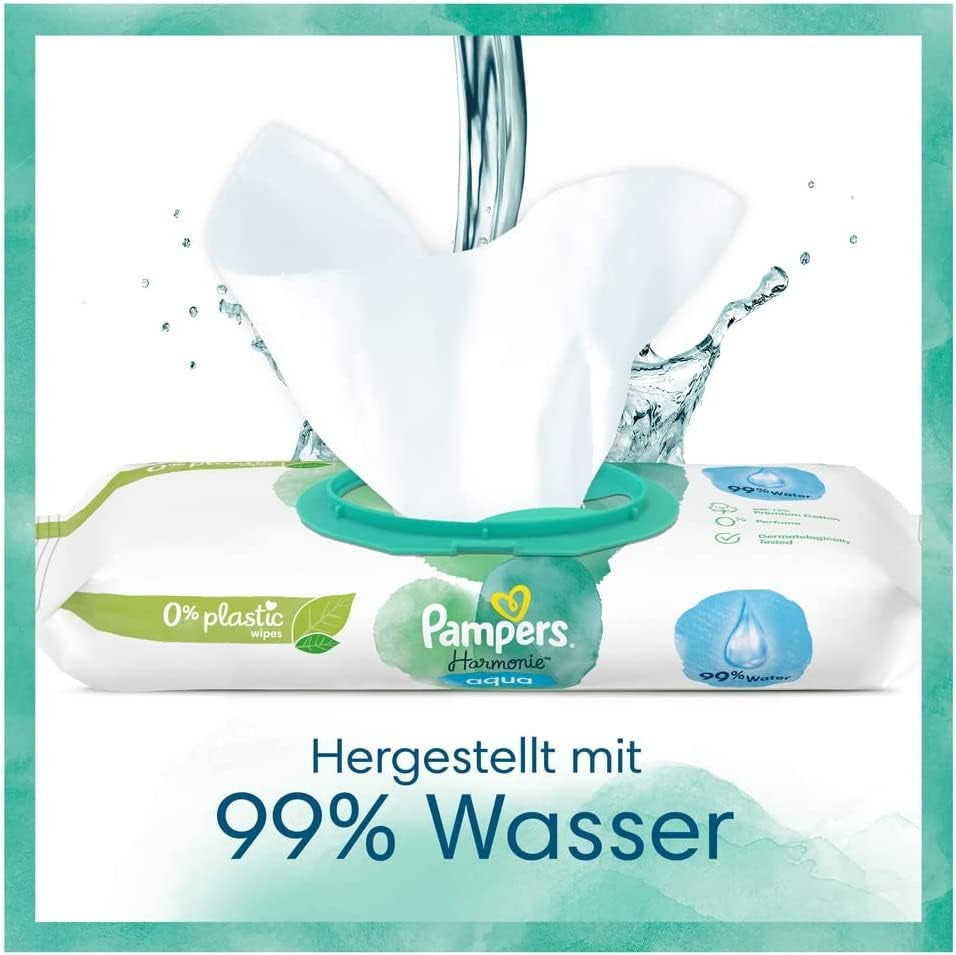 Harmonie Babyluierset maat 2 (4-8 kg, 240 stuks) MAANDDOOS en Harmonie Aqua Baby Natte Doekjes Box 720 Doekjes (15 x 48), Baby Essentials