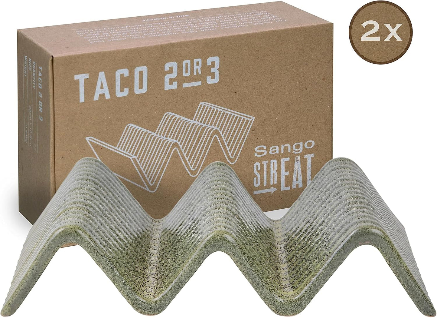 CreaTable, 33984, Street Food-serie, serviesset voor 2 personen, Street Taco 2-standaard in steengoed, vaatwasmachine- en magnetronbestendig, kwaliteitsproductie