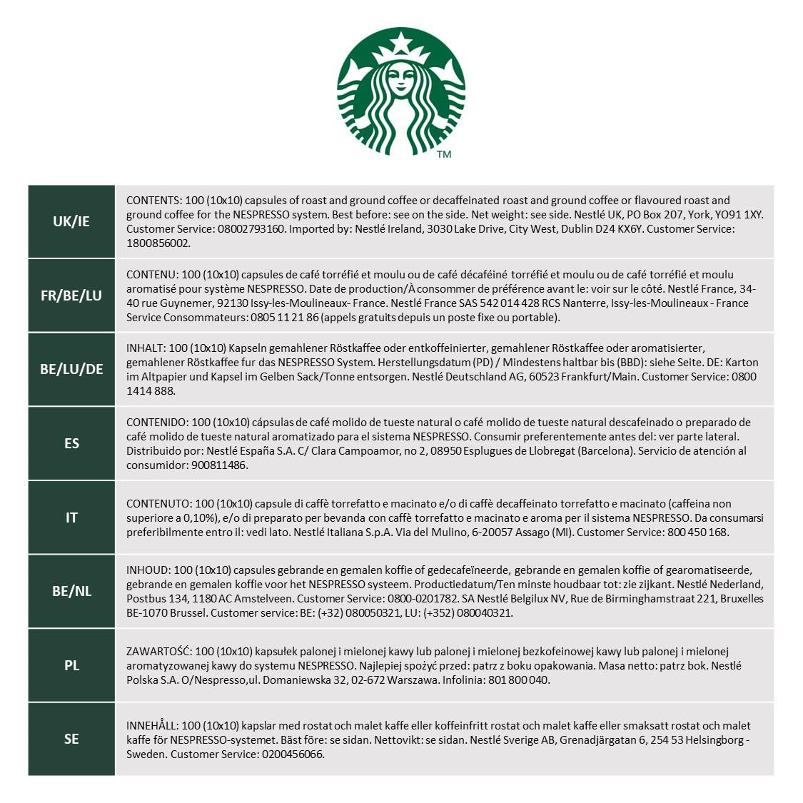 STARBUCKS House Blend van Nespresso, Mittlere Röstung, Kaffeekapseln 10 x 10 (100 Kapseln)