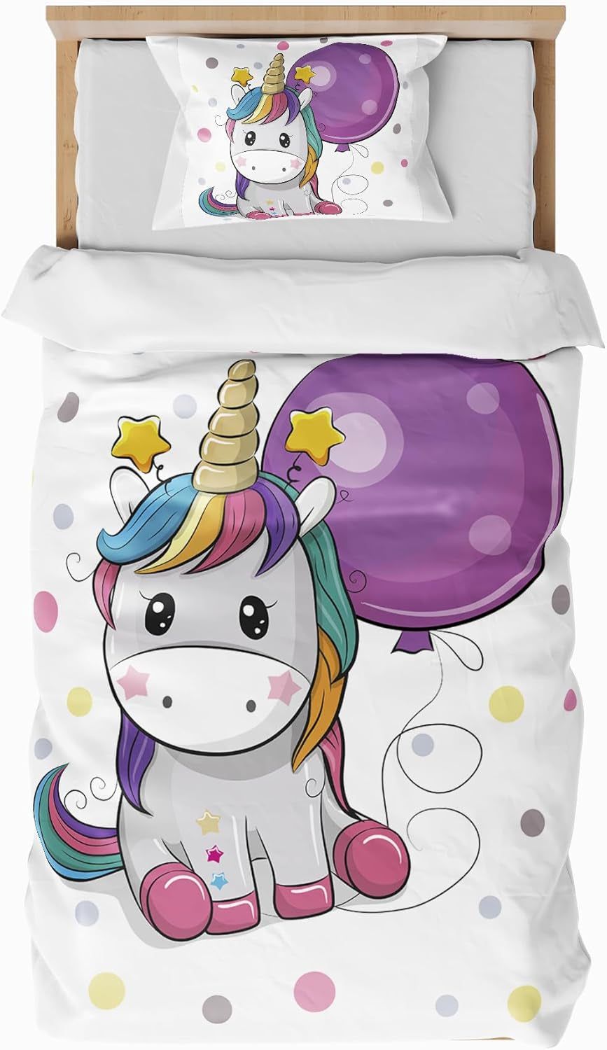 Beddengoed voor kinderen, verschillende maten en verschillende animatiefiguren Beddengoed - kinderen Naty Shop Eenhoorn (model 2) 100X135Cm+40X60Cm