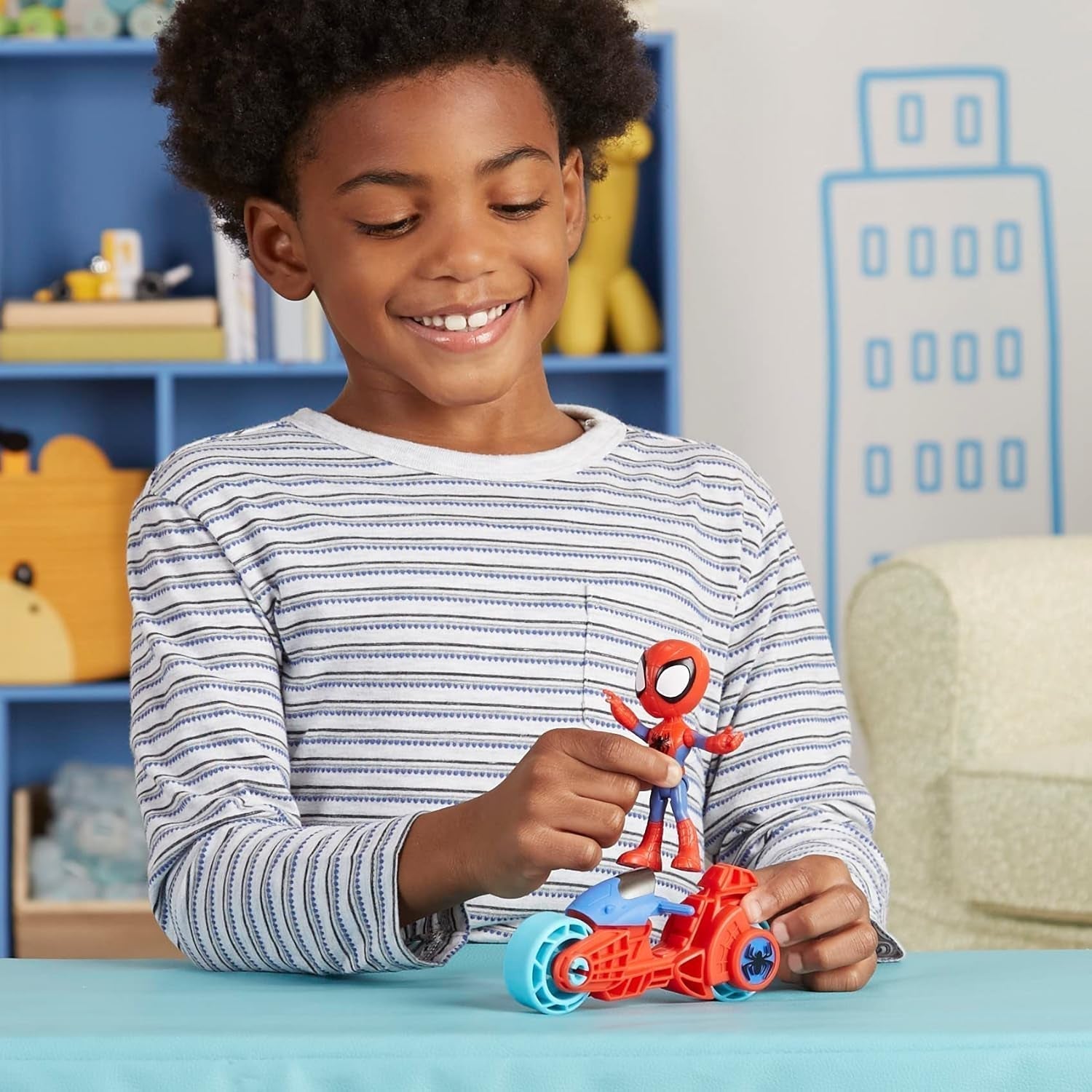 SPIDEY en ZIJN GEWELDIGE VRIENDEN Marvel Spidey motorfietsfiguurspeelgoed voor jongens en meisjes vanaf 3 jaar Actiefiguren Naty Shop