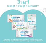 WaterWipes Sensitive+ Vochtige doekjes voor onderweg, 100 doekjes (10 stuks), 3 in 1 Reinigt, verzorgt, beschermt, 99,9% water, geurvrije doekjes
