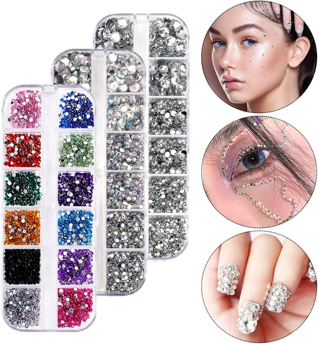 4600 Stück Strasssteine ​​​​Für Nägel, Nagel Glitzersteine ​​​​3 Verschiedene Stil Flache Nail Gems Nägel Steine ​​​​Klein Nagel Steinchen Mit Pinzette en Strass Picker Dotting Pen Für Nägel/Kleidung/Handwerk