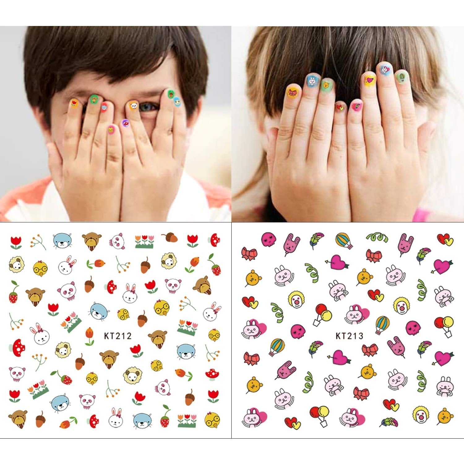 Nagelstickers voor kinderen Meisjes 600+ ontwerpen Dieren Fruit Dinosaurussen Auto's Bloemen 3D Zelfklevende nagelstickers voor kinderen Verjaardagsfeestje Thee Nagelsalon en Spa Cadeau