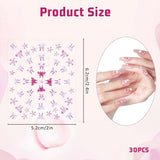 3D Nagelsticker 30 Blatt Nagelsticker Selbstklebend Blumen Blumenherzform Nageldesign Nagelsticker Nageldesign Zubehör Nagelaufkleber Für DIY Decoraties, Maniküre, Handyhüllen