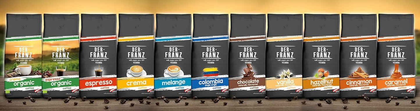 Der-Franz Melange Koffie, sterkte 3/5, 100% Arabica, hele koffiebonen, 4 x 1000 g