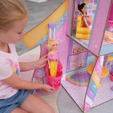 Kidkraft Candy Castle houten poppenhuis met meubels en accessoires, Llama Eenhoorn figuurhuis, ijstaartlift en rubberen stoel voor poppen, speelgoed voor 3 jaar oud, 20242 Naty Shop poppenhuizen