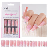 30 stuks Franse nepnagels - lijm op kunstnagels - zachte gelnagels voor dames - acryl zelfklevende nagels vierkante manicure (Frans roze)
