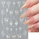 3D Metallic Schwarz Schmetterling Nagelsticker - Laser Roze Aurora Nagelaufkleber - Punk Butterfly Nail Art Stickers - Zilveren Nagelsticker - Nageldesign Zubehör