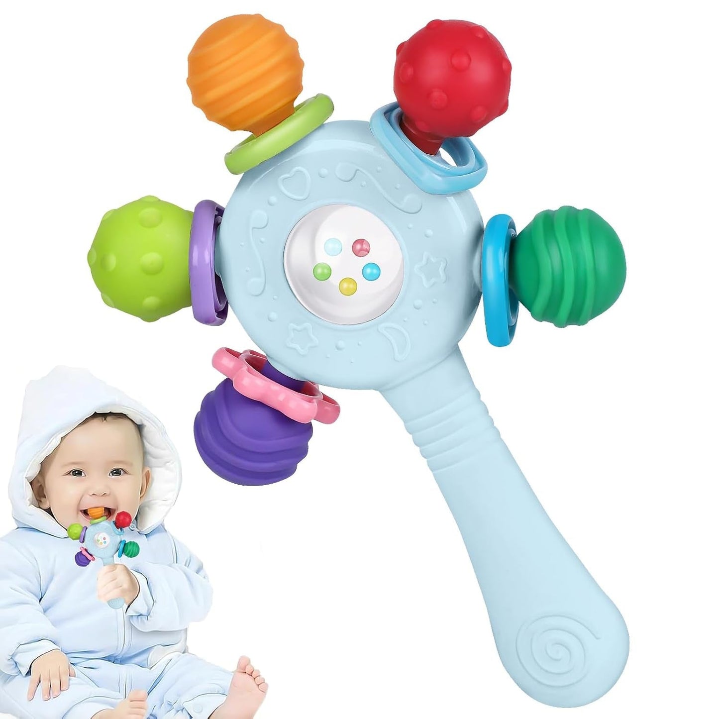 Babybijtringen van voedingskwaliteit - BPA-vrij, verstikkingsbestendig ontwerp, versterkte grip, geschikt voor gehoor en tandontwikkeling, ideaal voor baby's van 0-36 maanden (wit)