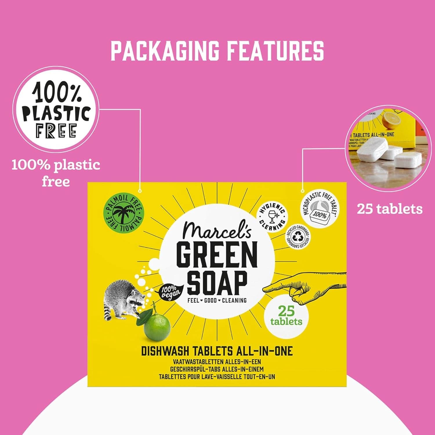 Marcel'S Green Soap Vaatwastabletten All-In-One - Grapefruit & Limoen - 25 stuks Keukenwasmiddelen Naty Shop