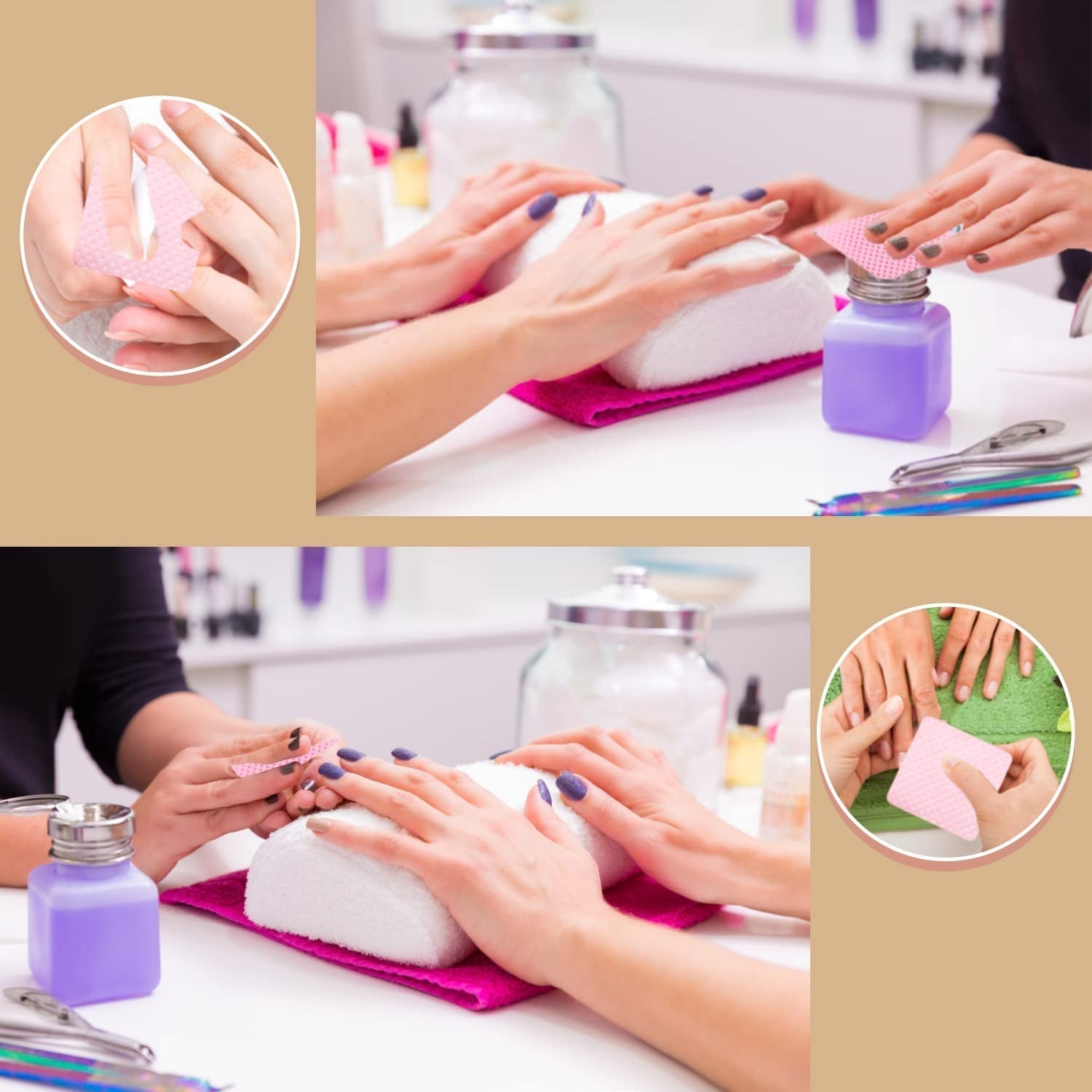300 Stück Nagellackentferner Pads, Fusselfreie Nägel Wattepads Für Nägel Nagellackentferner Pluisvrije nageldoekjes Cleaner Gelnägel - Rosa
