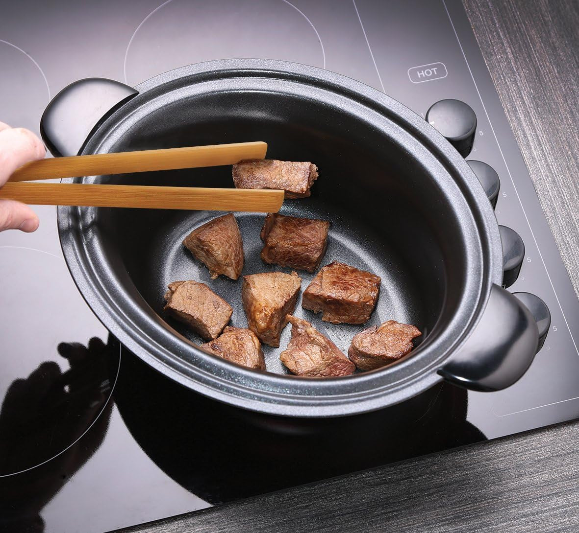 Russell Hobbs slowcooker, 3,5 liter antiaanbaklaag, roestvrij staal, 3 temperatuurinstellingen en warmhoudfunctie, 160 W slowcooker Naty Shop