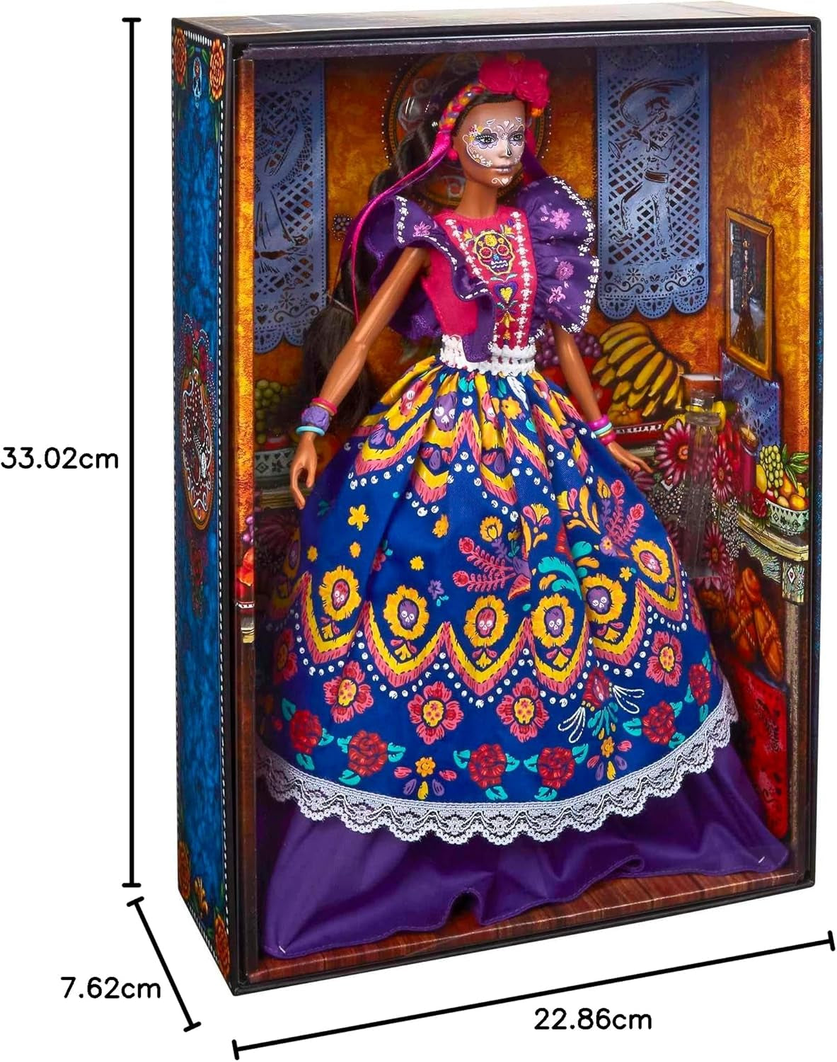 2022 Día De Muertos Barbiepop met gegolfde traditionele jurk, bloemenkrans en Calavera-gezichtsverf, cadeau voor verzamelaars