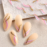 JMEOWIO Nagelsticker Französische Tipp 9 Blatt Nail Art Sticker Selbstklebend Nagelaufkleber Glitzer Wellenlinie Decoratie Nageldesign Zubehör