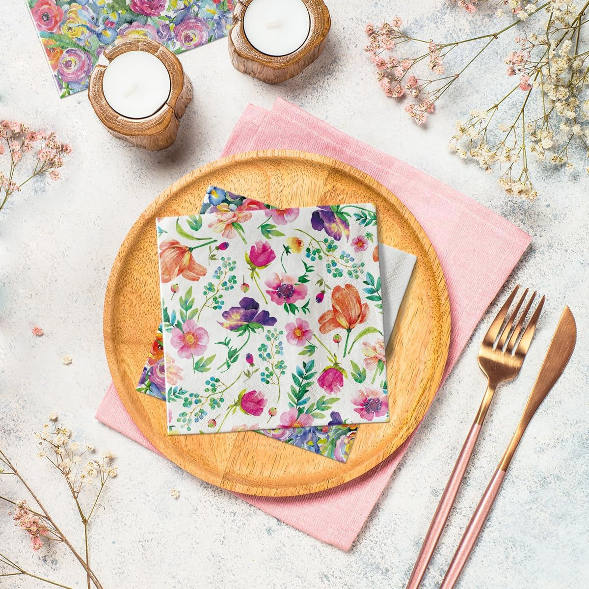 PAW - 3-laags servetten (33 x 33 cm) I 20 stuks I Perfect voor verjaardagen, feesten, bruiloften, communies en feestdagen I Tafeldecoraties Kleurrijke papieren servetten - Kleurrijke bloemen Flora I Bloemstuk