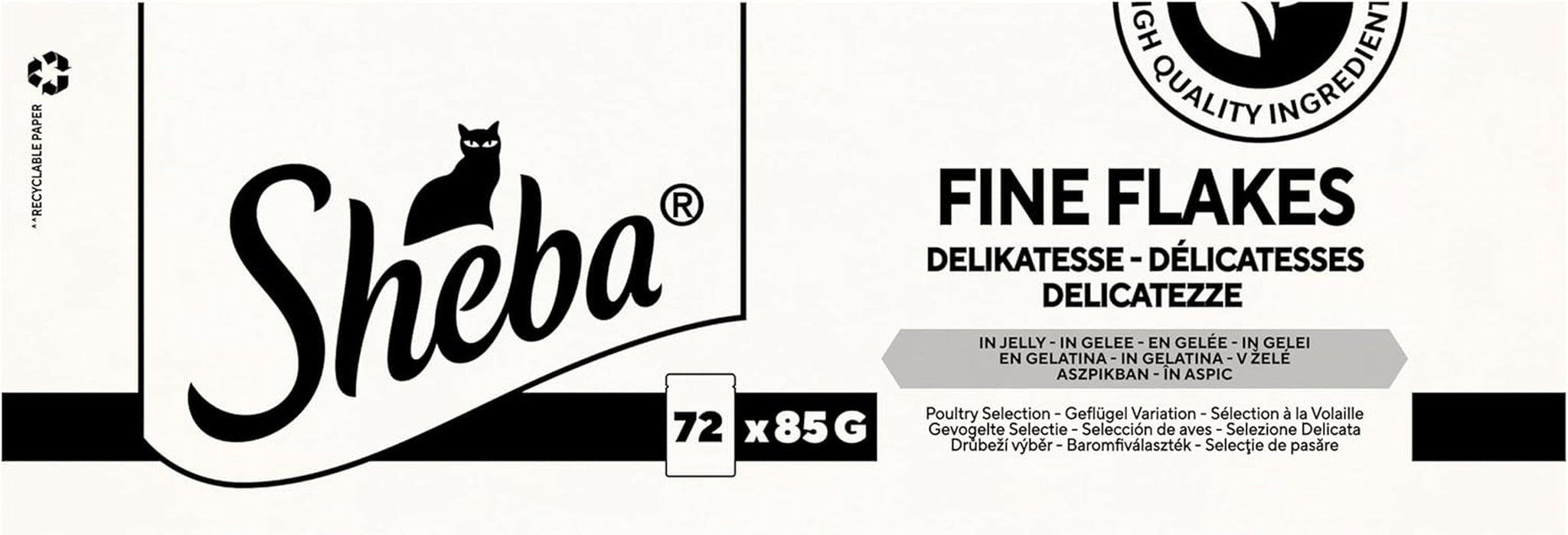 SHEBA Kattennatvoer - 72 zakjes x 85g - Gevogeltevariant in gelei - Kattennatvoer - 1 grootverpakking