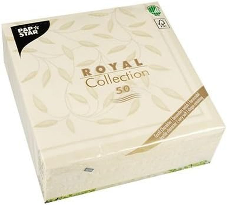 Papstar, 50 servetten "ROYAL Collection" 1/4-vouw 40 Cm X 40 Cm champagne "Nieuw Mediterraan", #11651
