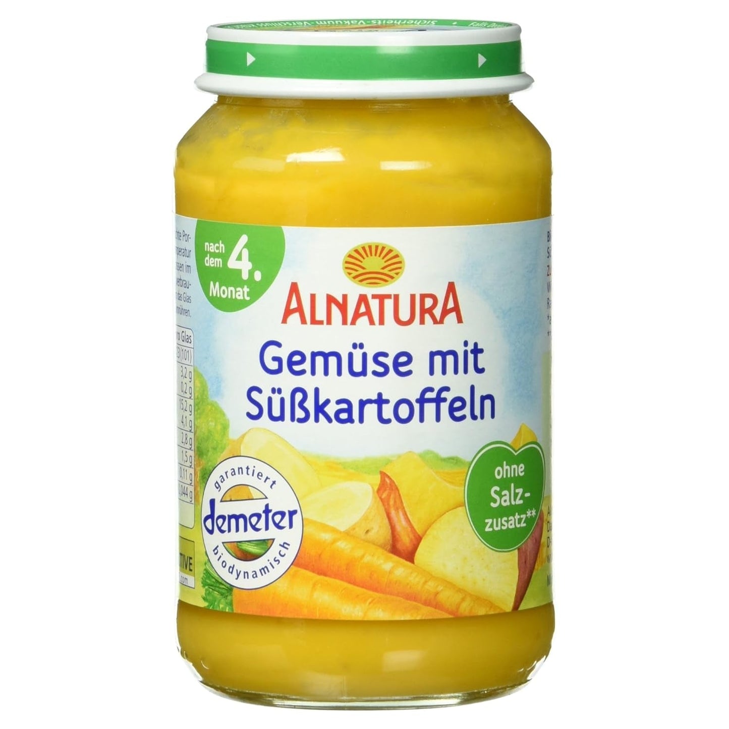 Biologische groenten met zoete aardappelen, na 4 maanden, 190g