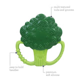 Infantino Lil' Nibbles, getextureerde siliconen bijtring, BPA-vrij babybijtringspeeltje, zacht, gemakkelijk vast te houden, zintuiglijke stimulatie voor zuigelingen, broccoli