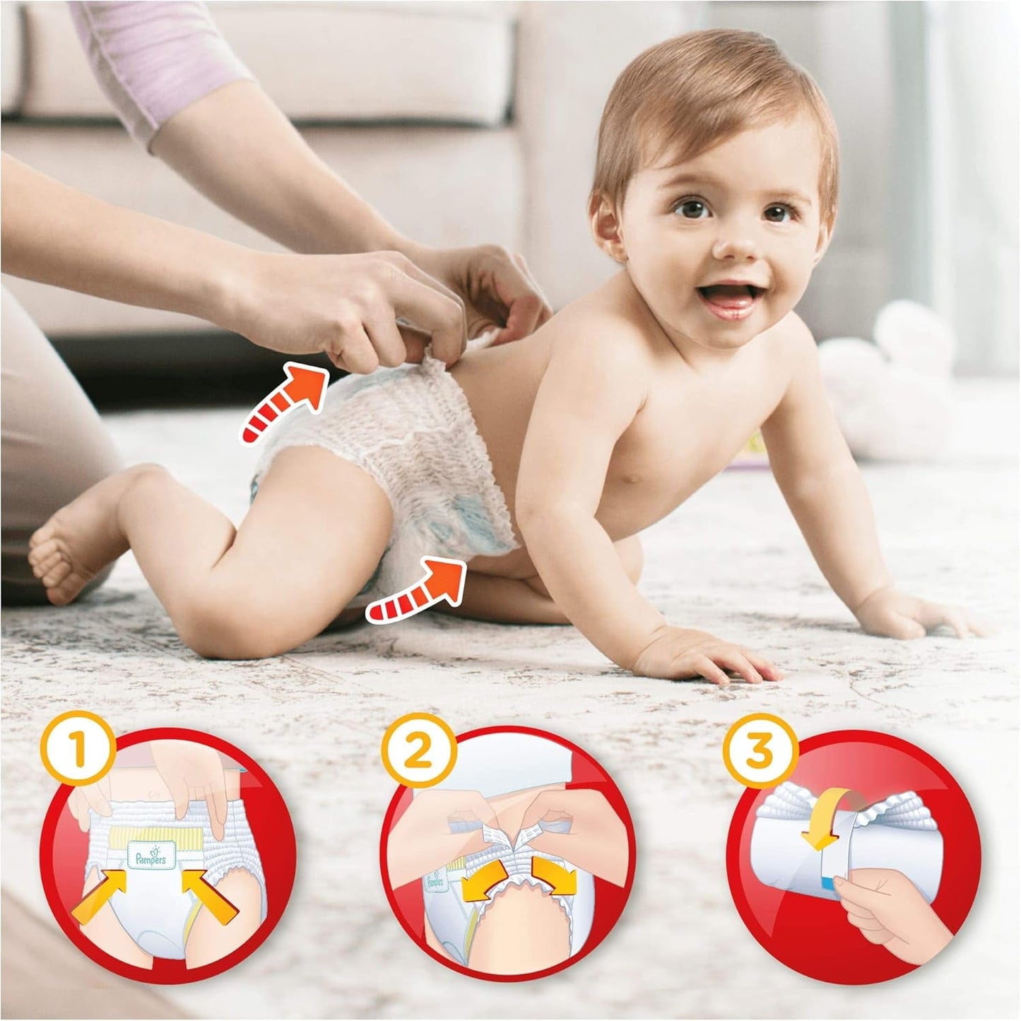 Pampers (oude versie), slipje, maat 4, 9 kg-15 kg, pakket van drie (1 x 88 luiers)
