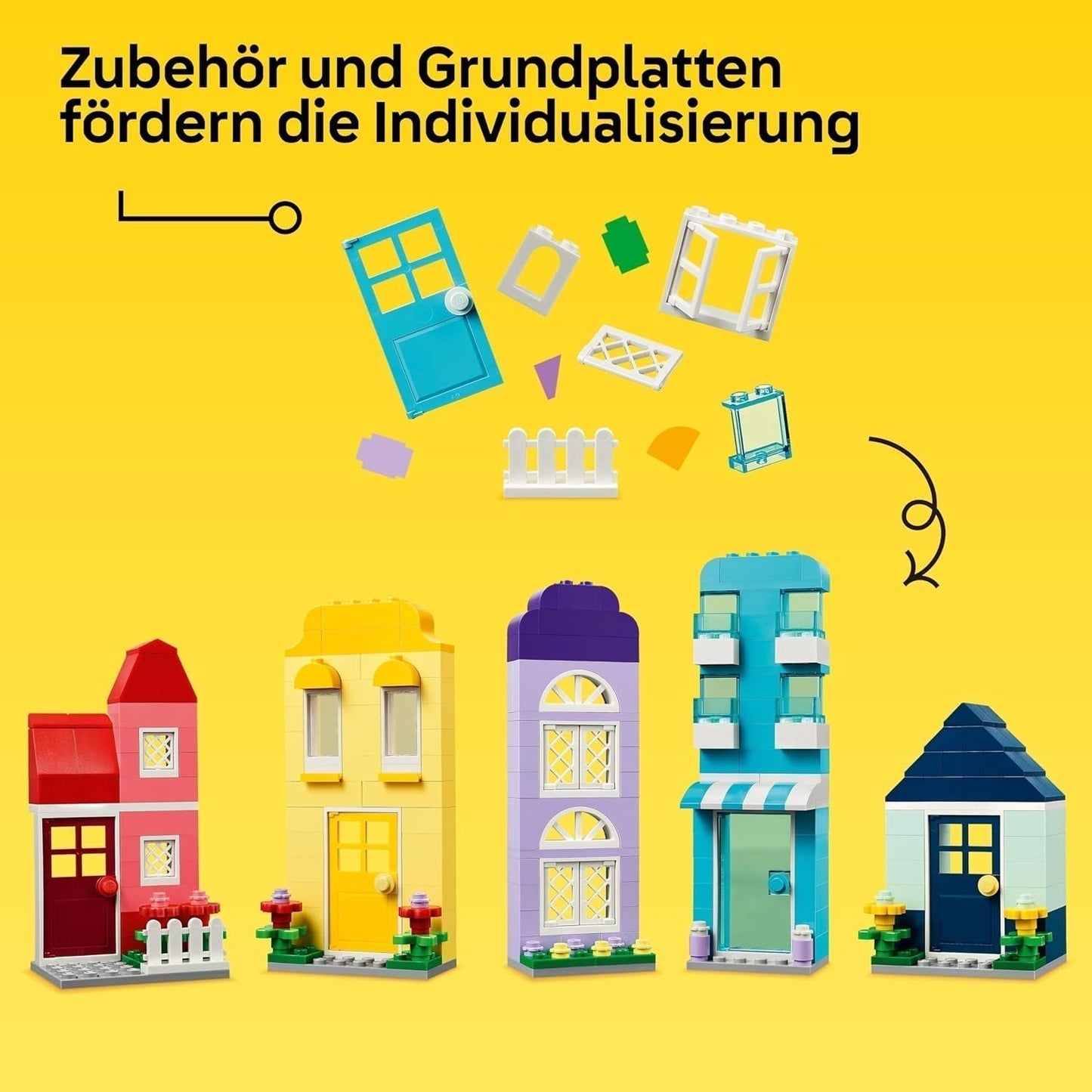 LEGO Classic Creatieve Huizen, bouwstenenset voor kinderen, 850 stenen bouwspeelgoed, huizenbouwspeelgoed met accessoires, cadeau voor jongens en meisjes vanaf 4 jaar 11035 Bouwsets Beuche bij LEGO-Store
