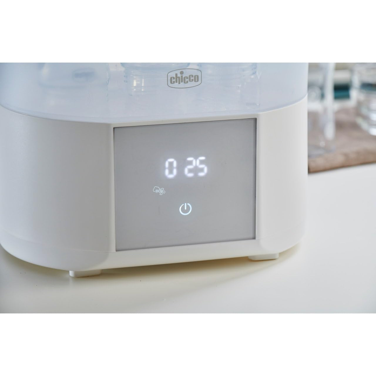 Chicco modulaire sterilisator met droogfunctie, babyflessensterilisator, bijtring en fopspeen met auto-stop, magnetronbestendig, geschikt voor het steriliseren van maximaal 6 flessen van 330 ml